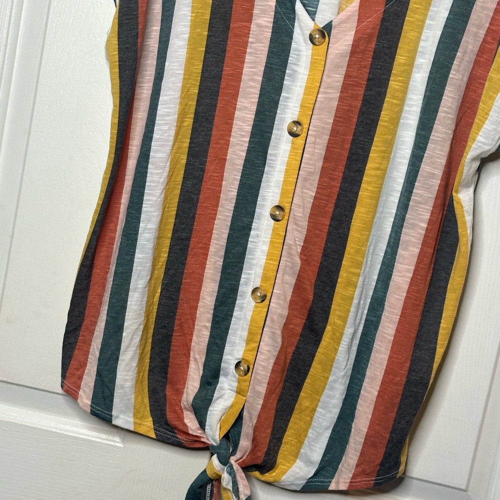 Torrid Multicolor Striped Button-Down Top - image 7